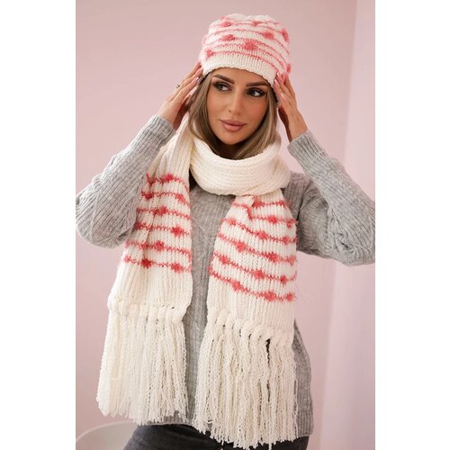Kesi Women's set with scarf Anika K304 ecru + raspberry Cene