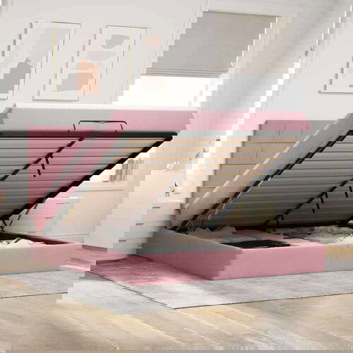  Otomanski posteljni okvir z vzmetnicami roza 200x200cm žamet, (22053810) Cene