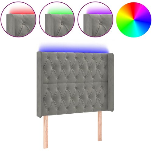 Maison Chic led posteljno vzglavje - vzglavna omarica - nočna omarica svetlo sivo 103x16x118/128 cm žamet, (21708604) Slike