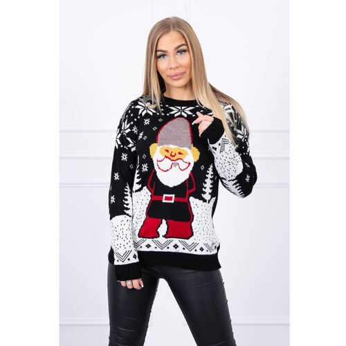 Kesi Christmas sweater with Santa Claus black Slike