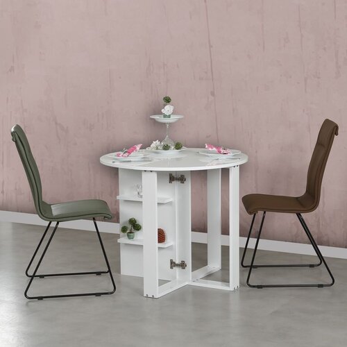 Hanah home Middle - Shiny White White Folding Table Cene