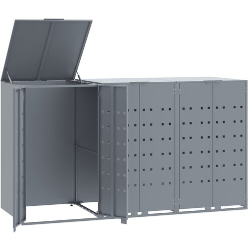  Spremi&amp;scaron;te za 3 kanta za otpad sivo 207x79x117 cm čelično Slike