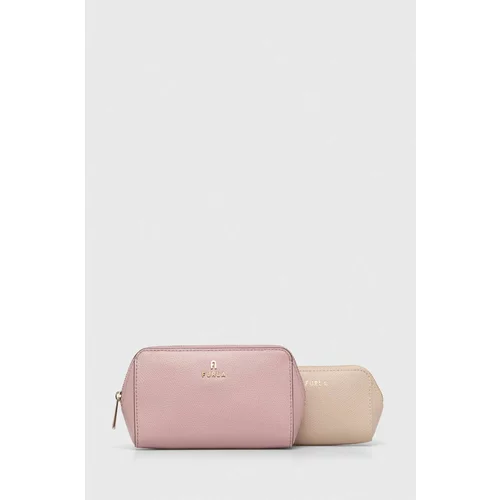Furla Kožna kozmetička torbica 2-pack boja: ružičasta