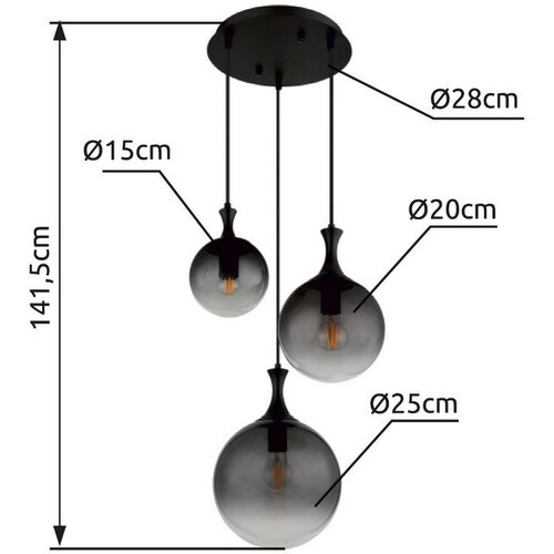 Globo viseča svetilka dalton 39/141,5 cm E27 Slike