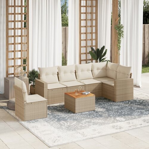 vidaXL 7-dijelni set vrtnih sofa od poliratana s jastucima bež Cijene