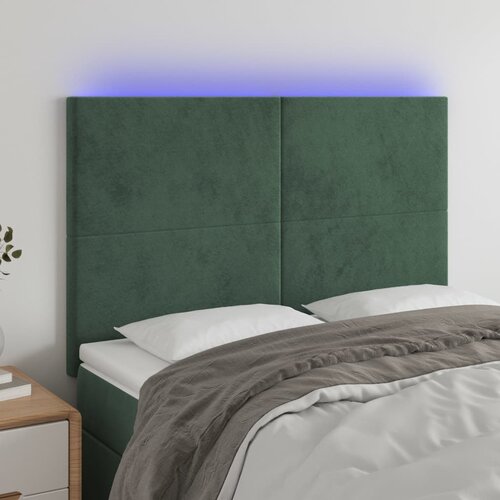  The Living Store LED posteljno vzglavje temno zeleno 144x5x118/128 cm žamet - LED Vzglavje, (21453823) Slike