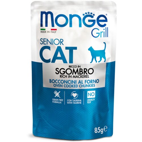Monge sosić za mačke, skuša u želeu, 85g Slike