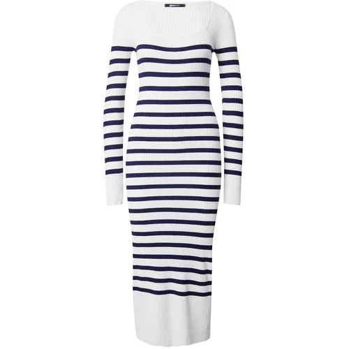 Gina Tricot Pletena haljina mornarsko plava / prljavo bijela