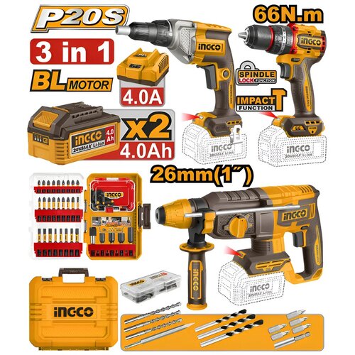  Akumulatorski set alata COSLI250591E 20V 2x4,0Ah SUPER INGCO Cene