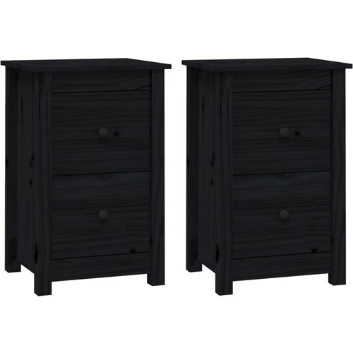 Maison Chic Dvo delni komplet Nočne omarice - Nočne mize črna 40x35x61,5 cm trdna borovina, (21686922) Slike