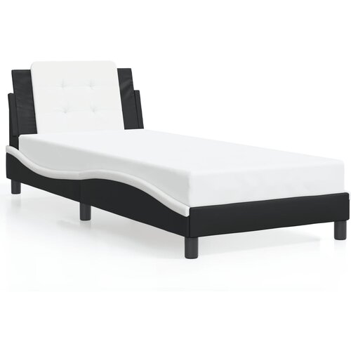 Maison Chic Posteljni okvir - Enojna postelja - Postelja za odrasle z vzglavjem črn in bel 90x190 cm umetno usnje-J9501, (21773224) Cene
