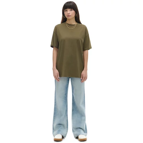 Cropp - Oversize majica - Kaki