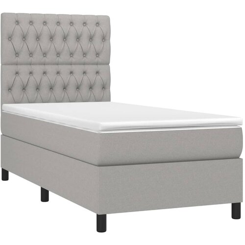 Box spring krevet s madracem svjetlosivi 90x190 cm od tkanine Slike