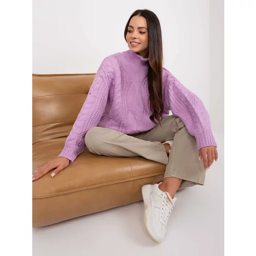 Fashion Hunters Light purple oversize sweater with puffed sleeves