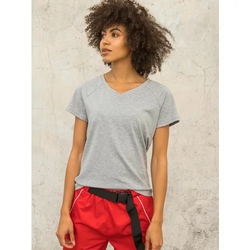 Fashion Hunters Grey T-shirt FOR FITNESS with V-neck