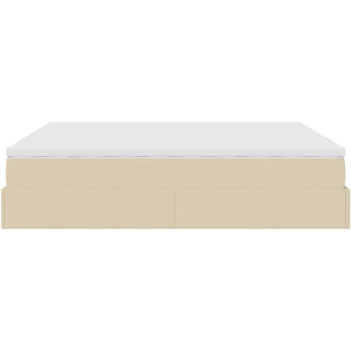 VidaXL Otomanski okvir kreveta s madracima krem 160x200cm od tkanine Slike