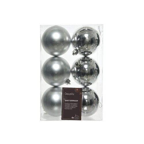 Dekordom novogodišnja dekoracija - hanging bauble set mix 6pcs 8cm 022051 - silver - kmg ( 043291 ) Cene