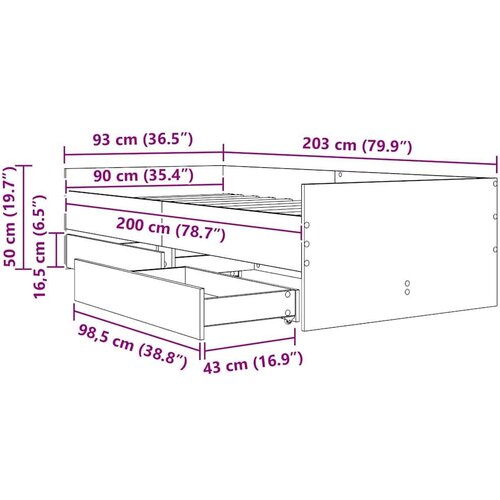  Okvir za krevet s ladicama Umjetnički hrast 90 x 200 cm Slike