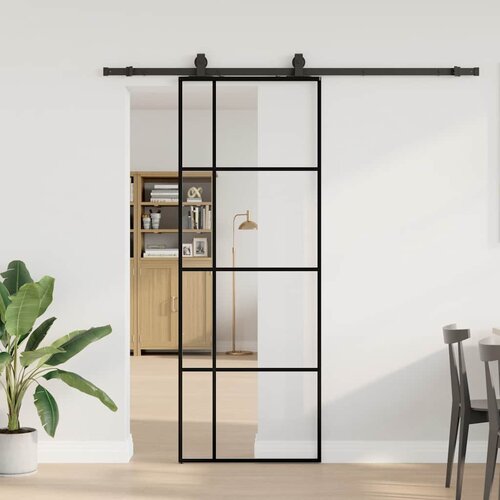 vidaXL Klizna vrata s priborom crna 76 x 205 cm od ESG stakla Cijene
