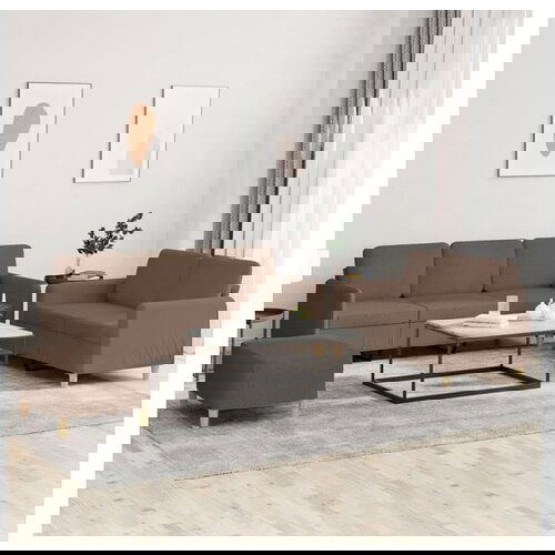 vidaXL 3-dijelni set sofa s jastucima smeđi od tkanine - Smeđa S osloncem za noge Cijene