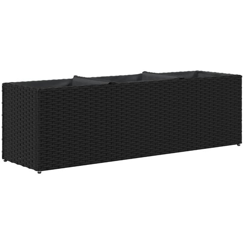  Vrtna sadilica s 3 posude crna 105 x 30 x 32 cm od poliratana Slike