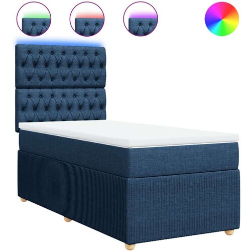 VidaXL Krevet s oprugama i madracem plavi 90 x 190 cm od tkanine Slike