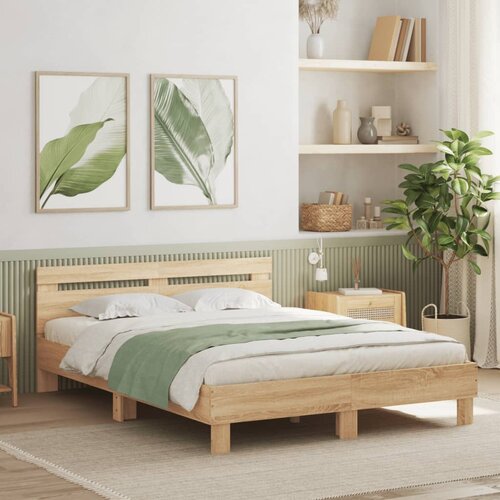  Okvir za krevet s uzglavljem i LED boja hrasta sonome 150x200cm Cene