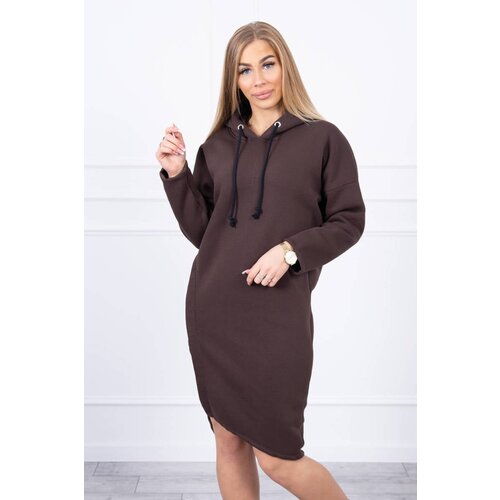 Kesi Dress with a hood and a slit on the side brown Slike