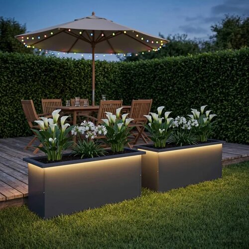  Vrtna posuda za sadnju s LED svjetlom 2 kom. Antracit - Antracit 30 x 100 x 30 cm 2 Slike