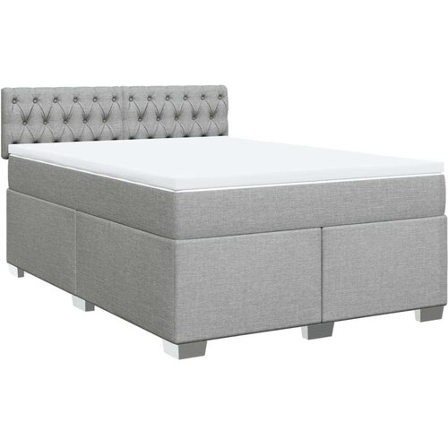 VidaXL Krevet s oprugama i madracem svjetlosivi 140x190 cm od tkanine Slike