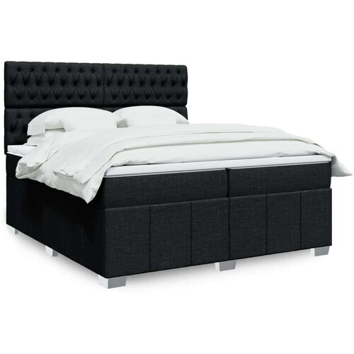 vidaXL Box spring postelja z vzmetnico črn 200x200 cm blago Cene