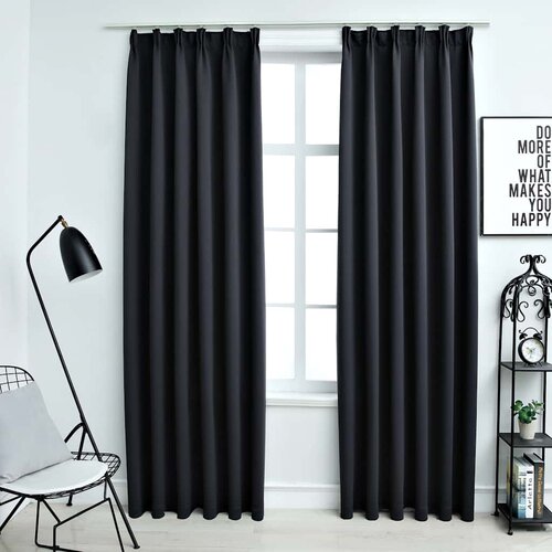 Furnova Zatemnitvene zavese z obe&amp;scaron;ali 2 kosa črne 140x225 cm, (21918351) Slike