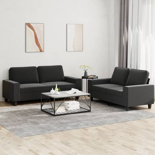  2-dijelni set sofa crni od tkanine Cene