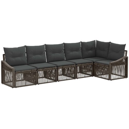 vidaXL Vrtna sedežna garnitura 6 pcs Siva poli ratan, (5000271446) Cene