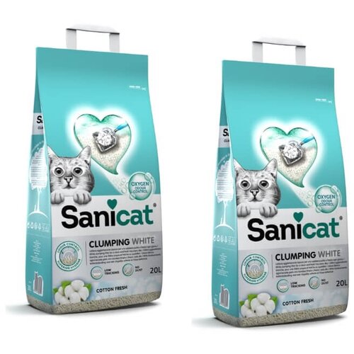 Sanicat posip Clumping White Cotton Fresh 2 x 20 l Cene