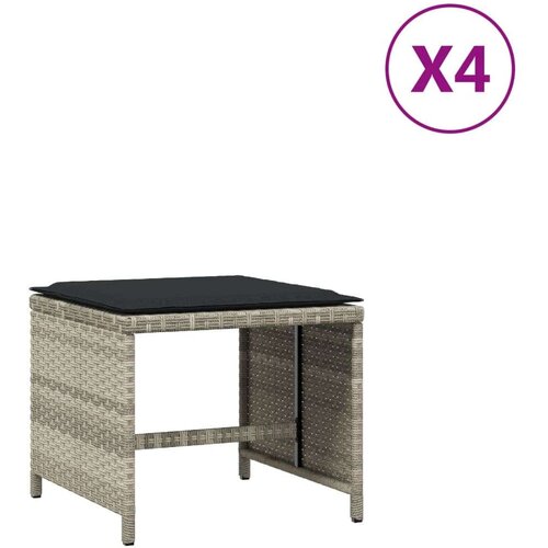  Vrtni taburei s jastucima 4 kom 40x40x35 cm od poliratana Slike