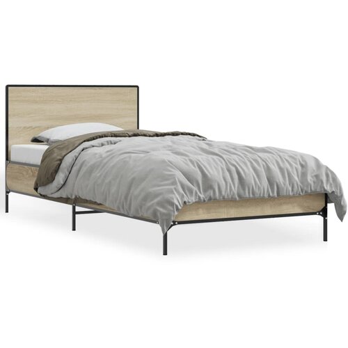 VidaXL Okvir za krevet boja hrasta 75x190 cm konstruirano drvo i metal Slike