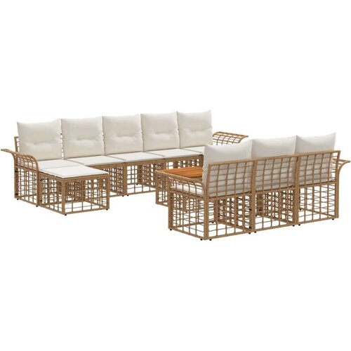 Set vanjskih sofa 11 pcs Prirodna i krema bijela Poliester - Prirodna i kremasto bijela sa stolom Cene
