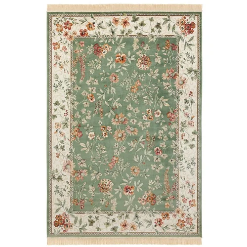 Nouristan Zeleni/krem tepih viskozan 95x140 cm Oriental –