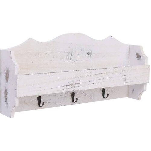 vidaXL Stenski obešalnik za plašče bel 50x10x23 cm les, (20768639) Cene