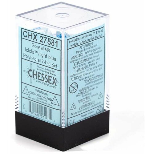 Chessex Kockice - Borealis - Mini Polyhedral - Luminary - Icicle & Light Blue (7 Cene