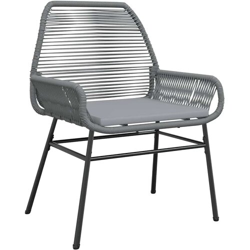 5-dijelni vrtni blagovaonski set s jastucima poliratan i staklo Siva 140 x 70 x 74 cm Slike