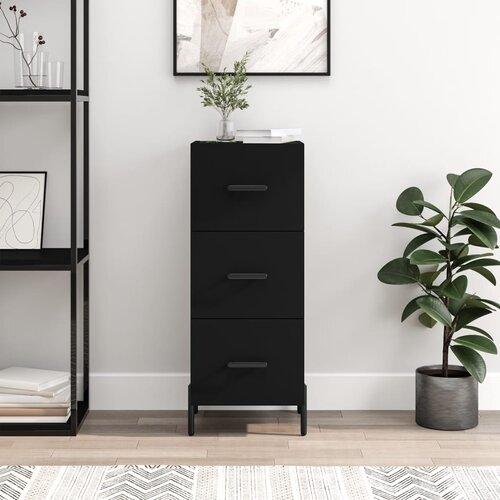 VidaXL Komoda črna 34,5x34x90 cm inženirski les Slike