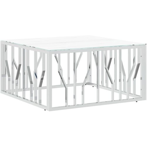 Maison Chic Klubska mizica - kavna mizica - Nizka mizica srebrna 80x80x40 cm nerjaveče jeklo in steklo, (21752531) Slike