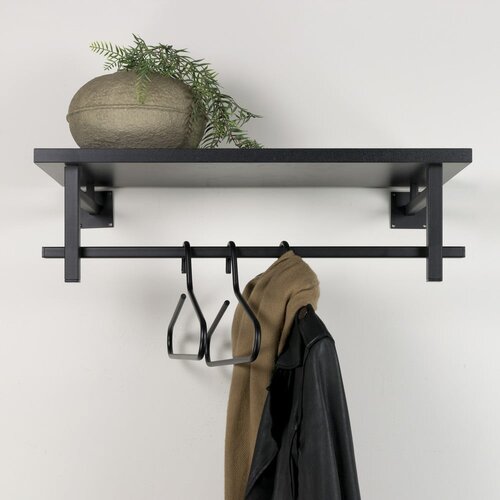 Spinder Design crna metalna zidna vje&amp;scaron;alica s policom simplon &amp;ndash; Slike