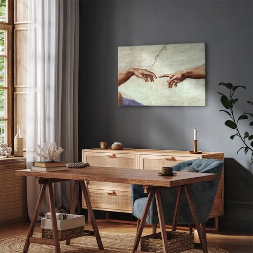  Slika - Michelangelo &amp;ndash; The Creation of Adam (hands) 90x60 Premium Print Slike