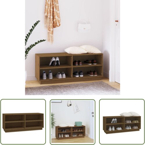 The Living Store Omarica za čevlje medeno rjava 110x34x45 cm trdna borovina - Omarica Za Čevlje, (21744407) Cene