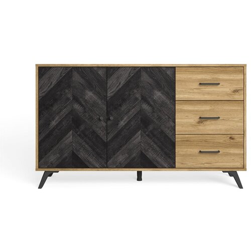 Marckeric Crna/natur niska komoda u dekoru hrasta 136x81 cm Delta - Slike