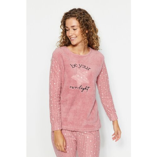 Trendyol Salmon Wellsoft Star Pattern Knitted Pajamas Set Cene