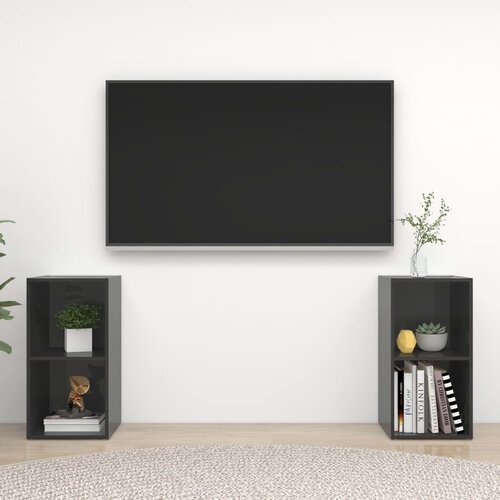 VidaXL TV omarice 2 kosa visok sijaj sive 72x35x36,5 cm iverna plo&amp;scaron;ča Slike